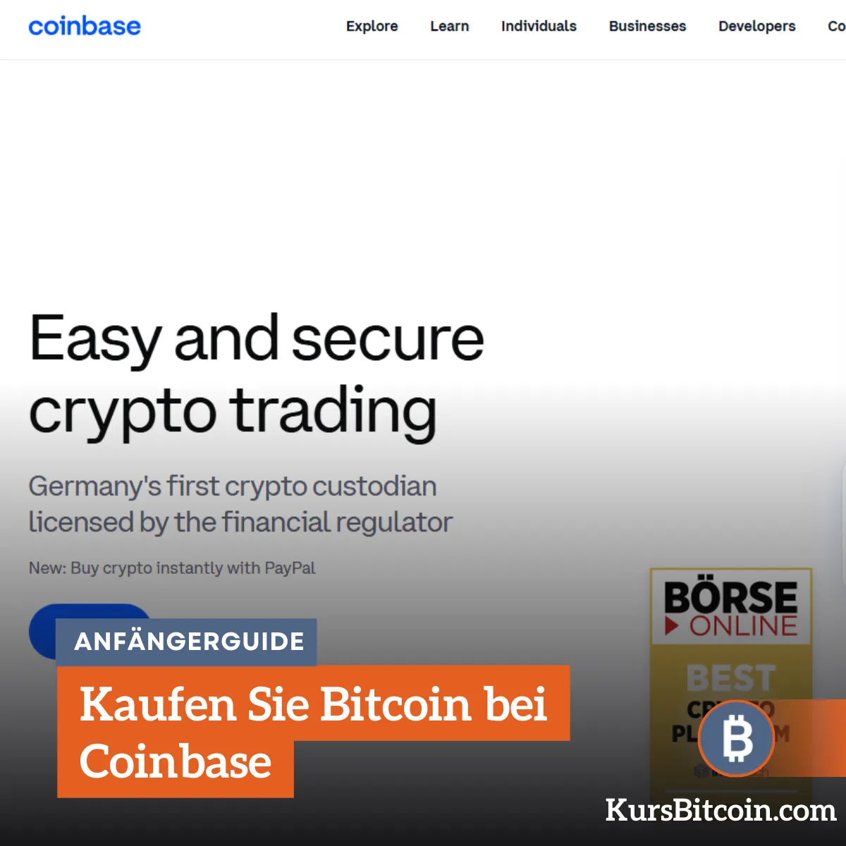 Kaufen Sie Bitcoin bei Coinbase