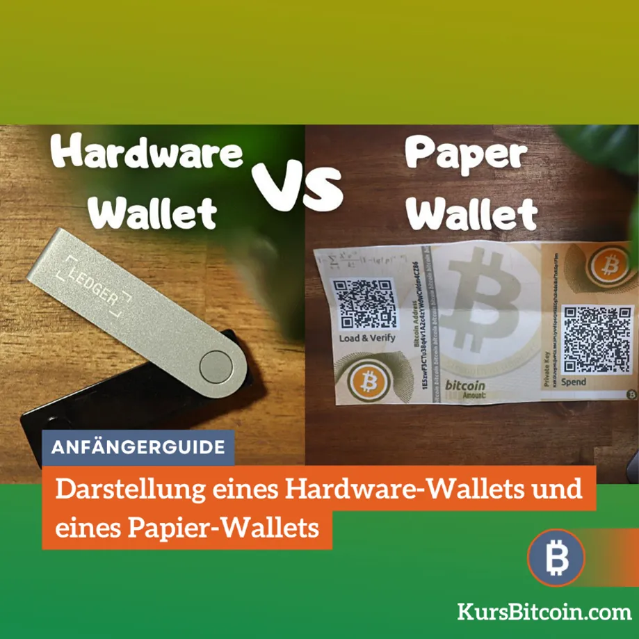 darstellung eines hardware-wallets und eines papier-wallets